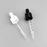 Pipette compte-gouttes en plastique 20 mm avec bouchon compte-gouttes noir en plastique et embout en caoutchouc de silicone