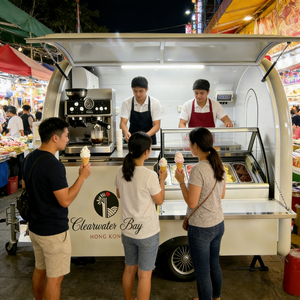 Food Truck, Remorque alimentaire, <span class=keywords><strong>Petit</strong></span> chariot à café, pain et gâteaux, <span class=keywords><strong>Camion</strong></span> à glaces avec réfrigérateur de présentation et machine à café pour débutants - Product Image 4