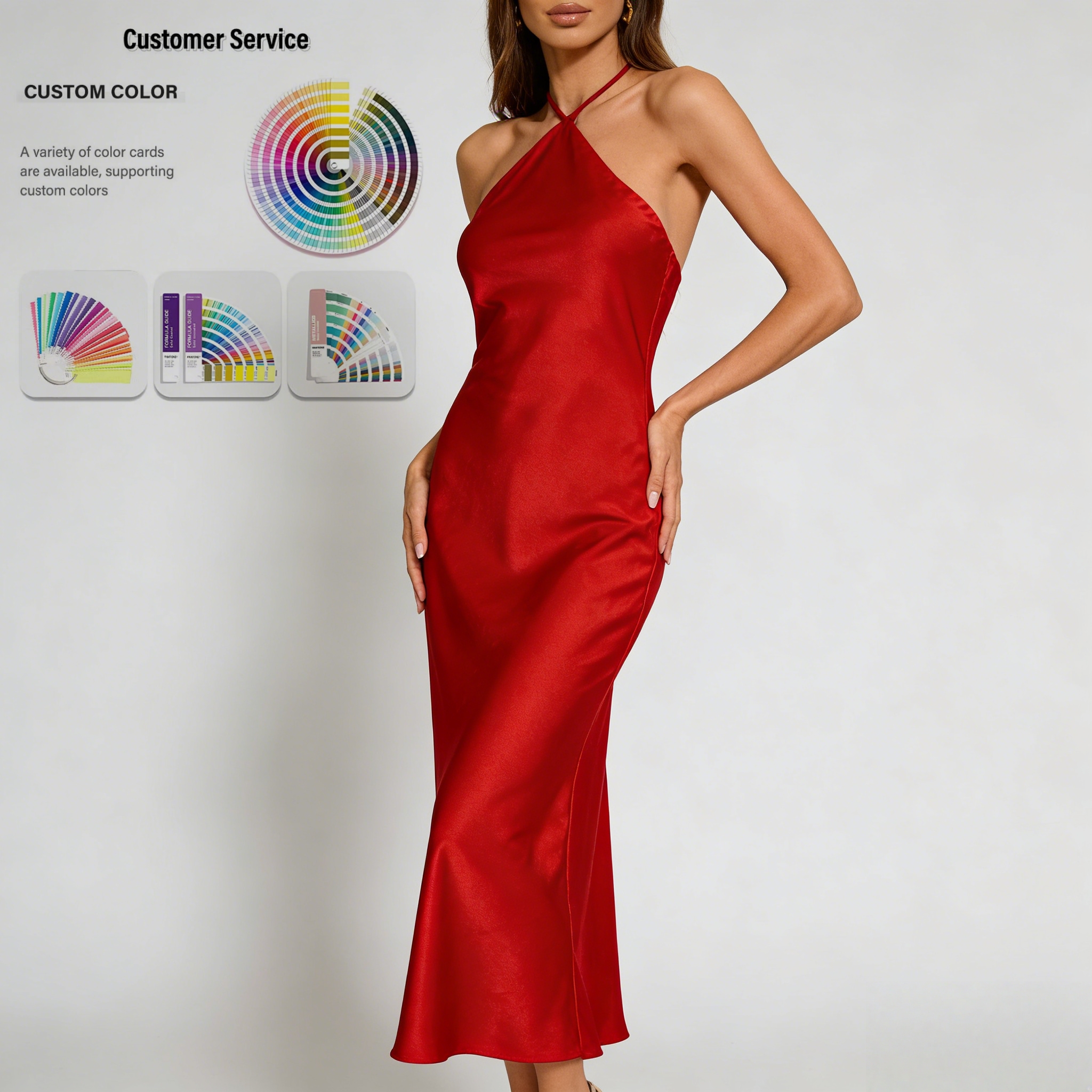 On Sale Knee Length Satin Cocktail Dresses Red Slim Fit Design | Alibaba.com