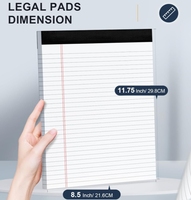 Almohadillas legales con pegamento para Encuadernación superior, cuaderno en espiral, páginas forradas personalizables, papel blanco, Impresión de logotipo de tamaño personalizado, hojas arrancables