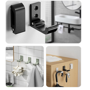 Gancho plegable de aluminio espacial Haidibos, gancho individual montado en la pared para perchas de ropa y armarios - Product Image 1