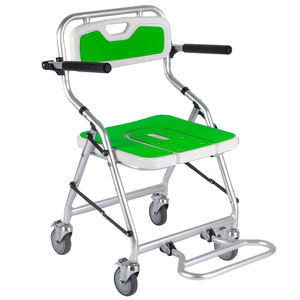 Nuova sedia da doccia pieghevole moderna e confortevole con ruote e sedia da toilette con ruote di bloccaggio per anziani - Product Image 2