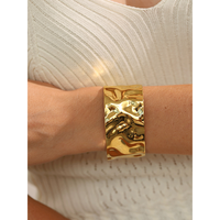 JINYOU 3583 Grand Bracelet Jonc Ouvert en Acier Inoxydable, Plaqué Or 18K PVD, Étanche, Bijou de Poignet Tendance