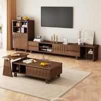 Meubles de maison, centre de table d'angle personnalisé et support TV, table basse moderne en bois massif et noyer pour le salon, vente en gros