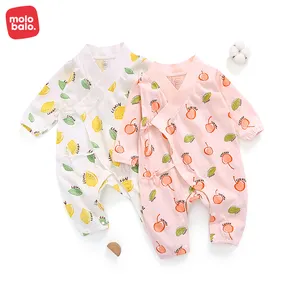 2024 Summer 100% Cotton Long Sleeve Newborn Baby Clothes Infant Lemon and Cherry Pattern 6-12 Months Kimono Jumper