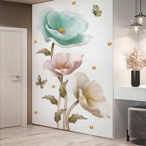 Decorazione Murale in Stile Cinese, Eleganti <span class=keywords><strong>Fiori</strong></span> di Loto Blu, Carta da Parati con Perle Bianche <span class=keywords><strong>per</strong></span> Camera da Letto, Murale Autoadesivo <span class=keywords><strong>per</strong></span> Sfondo TV - Product Image 4