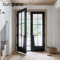 Porte extérieure en verre moderne de luxe en aluminium, cadre fin, étanche, avec isolation thermique, taille personnalisée pour villa et école