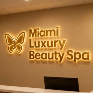 Customizable 3D LED Metal Logo Sign with Backlit Channel <b>Letters</b> for Business Reception & Storefront Aesthetics LED Text Display - Product Image 2