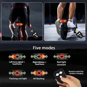 Feu arrière de vélo avec clignotants, télécommande, <span class=keywords><strong>indicateur</strong></span> de <span class=keywords><strong>direction</strong></span>, LED, rechargeable par USB, avec klaxon pour VTT - Product Image 2