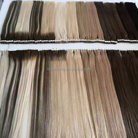Extensions de cheveux chinois 100% vierges Remy, style lisse, cuticules intactes, super double drawn, invisibles, à bandes adhésives (tape-in) pour la vente en gros