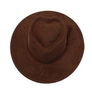 Sombrero Vegano de Gamuza con Diseño de Corazón y Corona, Estilo Fedora de Ala Ancha con Borlas Decorativas, Novedad 2026 - Product Image 6