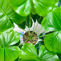 Dekorasi Pohon Palsu Indoor dan Outdoor, Bonsai Simulasi Tanaman Hijau, Air Mengalir, Guanyin, Taro Berwarna
