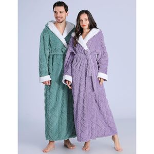 FOXA Robe de chambre en polaire pour femme, longue, à capuche, douce et chaude, à manches longues, confortable, pour la maison - Product Image 3