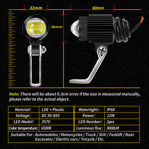 Phares de moto TCYATO, feux de croisement et de route bicolores, projecteurs intégrés dans le rétroviseur, vue avant du véhicule électrique - Product Image 5