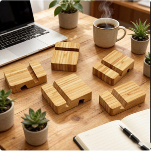 Bamboo Phone <b>Stand</b> Desktop Holder For All Phones Creative Tablet <b>Stand</b> Live Streaming Use - Product Image 5
