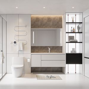 Armadi da <span class=keywords><strong>bagno</strong></span> bianchi caldi personalizzati di fascia alta, partizioni multifunzionali, <span class=keywords><strong>piano</strong></span> spazio <span class=keywords><strong>bagno</strong></span> camera da letto principale - Product Image 5