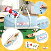 Ensemble de 3 sacs de rangement portables extra longs et imperméables pour Mahjong, avec porte-pièces, tapis et sac de rangement surdimensionné en polyester à fermeture éclair motif fleurs sauvages