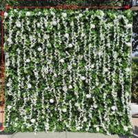 Mur de fleurs artificielles en soie, 8 pieds x 8 pieds, panneaux de fond décoratifs en rouleau, pour décoration murale florale