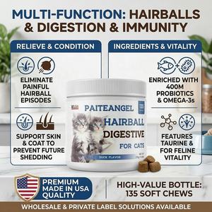 Suplementos Premium para Gatos Hechos en EE. UU.: Probióticos para el Alivio <span class=keywords><strong>de</strong></span> las Bolas <span class=keywords><strong>de</strong></span> Pelo, Omega-3, Lisina y Taurina - Solución para el Bienestar Intestinal Felino - Product Image 1