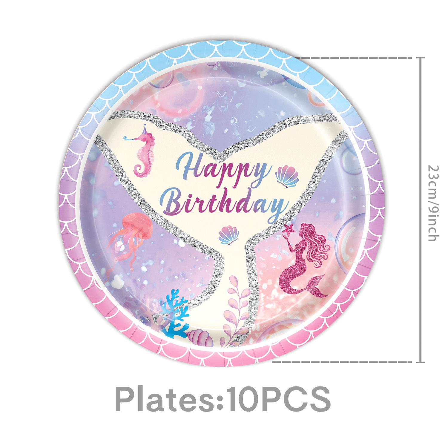 Pink 9-inch plates-10PCS