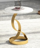 Table basse en marbre antique minimaliste moderne SWT avec base en métal, montage facile, meubles de salon