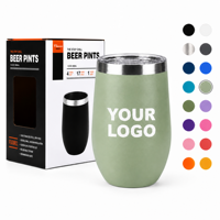 Offre Spéciale – Gobelet à Vin Isotherme en Acier Inoxydable 12oz avec Couvercle Transparent, Double Paroi, Forme Œuf, Maintien Thermique 6-12 Heures