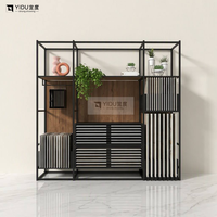 Présentoir modulaire coulissant pour échantillons de carreaux et pierres avec barre de suspension pour échantillons, supports coulissants pour dalles et tiroir de rangement