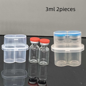Wholesale 10ml 2 Vials Slots Holder <b>Plastic</b> Vial Storage <b>Box</b> for Peptide Lyophilized Powder Portable Packaging Case - Product Image 1