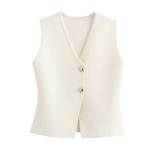 <span class=keywords><strong>Gilet</strong></span> tricoté décontracté pour femme 2026, style bureau transfrontalier, avec boutons dorés, tendance et mignon - Product Image 4