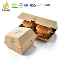 Boîte à hamburger Xiangyu en kraft, imprimée offset, emballage en papier portable pour double hamburgers, sushis et chaînes de restauration rapide, service à emporter