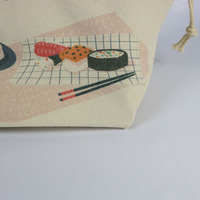 Sac à déjeuner en toile à motif de dessin animé avec cordon de serrage, pochette bento japonaise, logo personnalisé, écologique, fournisseurs en gros, pour le bureau et les pique-niques