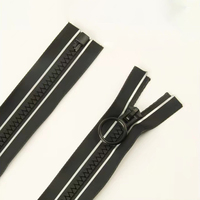 Fermeture éclair en plastique noir avec sangle réfléchissante, glissière à anneau en O de grande taille, fermeture éclair en résine imperméable pour vestes et sacs