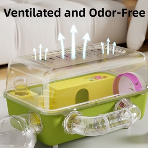 Deluxe 2-Story Square <strong>Hamster</strong> <strong>Cage</strong> Extra Large Transparent Solid Deep Base Top Level Escape-Proof Ventilated Mansion Syrian - Product Image 3