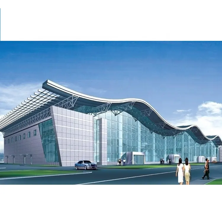 Perfab Steel Structure Airport Terminal Building / Subway / Railway Station Canopy In Export