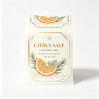 Étiquettes personnalisées en rouleau avec illustration de citron, sel et herbes en feuille d'or, autocollantes pour l'emballage de bouteilles d'assaisonnements