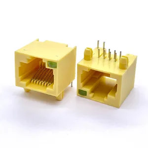 Soulin Wholesale Ethernet PBT Yellow Plastic Module Pass Through RJ45 Female Connector Jack For Led Faceplate Wire Cable