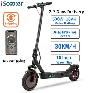 Skuter listrik lipat dewasa, 10Ah 500W 30km/jam iScooter i9Max Kick Electric Scooter gudang EU tanpa pajak cepat scooter listrik lipat dewasa