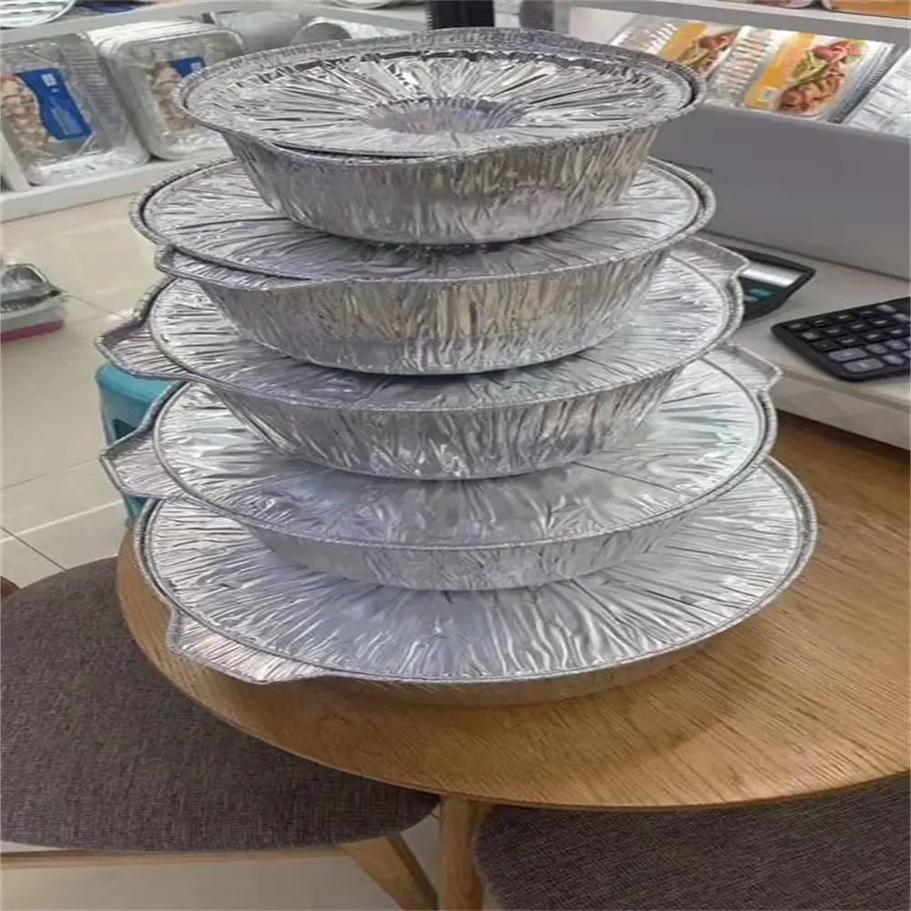Poignée pot restaurant aliments chauds emballage et casseroles couvercle en aluminium servant des aliments récipient en aluminium