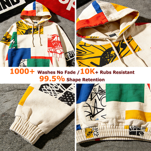 Sweat à capuche homme tendance 2026, personnalisé par le fabricant, 430 g/m², motif géométrique vintage, en coton, impression DTG, écologique, avec cordon de serrage - Product Image 2