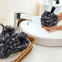 Lot de 2 éponges de bain noires, luffas de douche, boule de peau exfoliante naturelle, maille de charbon de bambou, grandes bouffées en vrac,