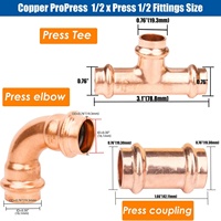 Kit de raccords en cuivre Pro Press 1/2 pouce pour plomberie, raccord Propress, coude à 90 degrés, raccords de tuyauterie d'eau Propress, connexion de plomberie