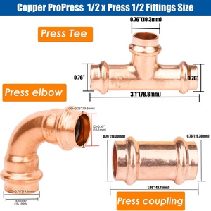 Комплект медных фитингов ProPress для водопровода 1/2 дюйма: соединительные элементы, угольник 90°, фитинги для труб ProPress, соединения для водопровода - Product Image 2