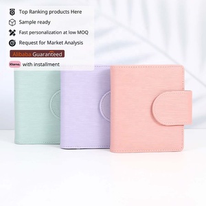 9 couleurs A7 Saffiano Epi cuir Deluxe <span class=keywords><strong>Rose</strong></span> <span class=keywords><strong>Gold</strong></span> Ring Budget Binder Fly Leaf Loose-leaf Money Organizer Wallet Office Supplies - Product Image 1