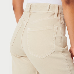 Stretch régulier de haute qualité pour pantalon beige droit à taille haute pour femme - Product Image 3