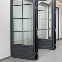Puerta Plegable de Aluminio con Rejilla Francesa Retro, Puerta de Vidrio Impermeable y Antirrobo, Rejilla Personalizada para Cafetería, Villa, Terraza, Restaurante, Tienda
