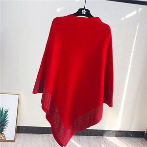 Nouvelle Collection Automne Hiver : Poncho Cape Pull-over en Tricot à Motif Losanges, Ample, Grande Taille, Uni, pour Femme, Gris - Product Image 1