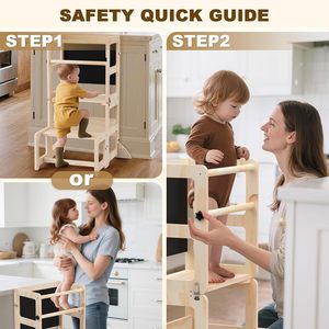 Toddler Kitchen <b>Step</b> <b>Stool</b>, 4-in-1 Foldable Standing Tower with Blackboard, <b>Stool</b> - Product Image 4