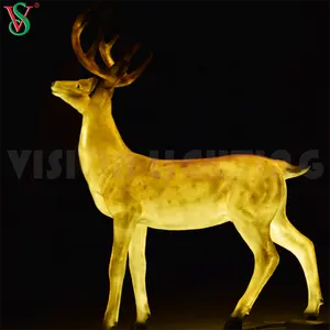 Outdoor Decoration Christmas Deer Motif Light Fiberglass Reindeer Animal Sculpture For Zoo Park Garden