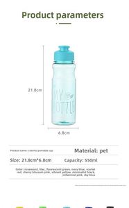 Gobelet sportif réutilisable en plastique PET de 550 ml, design à ouverture par pression portable avec poignée de transport, gobelet à eau léger pour étudiants et camping - Product Image 5