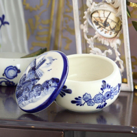 Boîte de rangement en céramique de style européen Delft Blue Holland Design pour bijoux pour cadeaux d'anniversaire de mariage de la Saint-Valentin décor à la maison